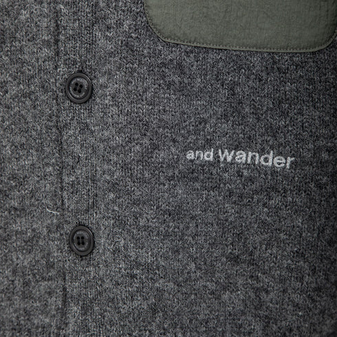 And Wander Shetland Wool Cardigan Gray Degli Uberti